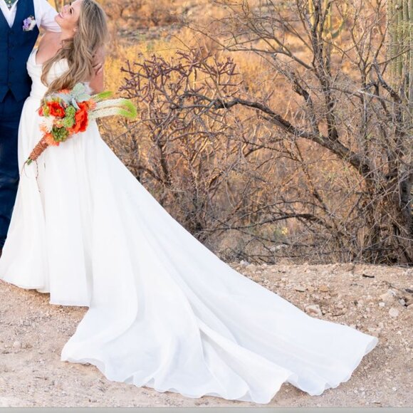 MODERN LUXE STRAPLESS BALLGOWN WEDDING DRESS WITH LEG SLIT - Picture 6 of 9